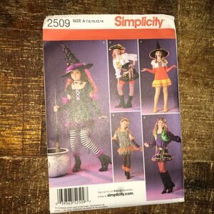 Simplicity Sewing Pattern 2509 Girls Costume Candy Corn Leopard Gypsy 7-14 UNCUT